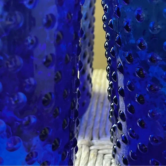 Vintage cobalt blue hobnail glass canisters set of three - Picture 4 of 11